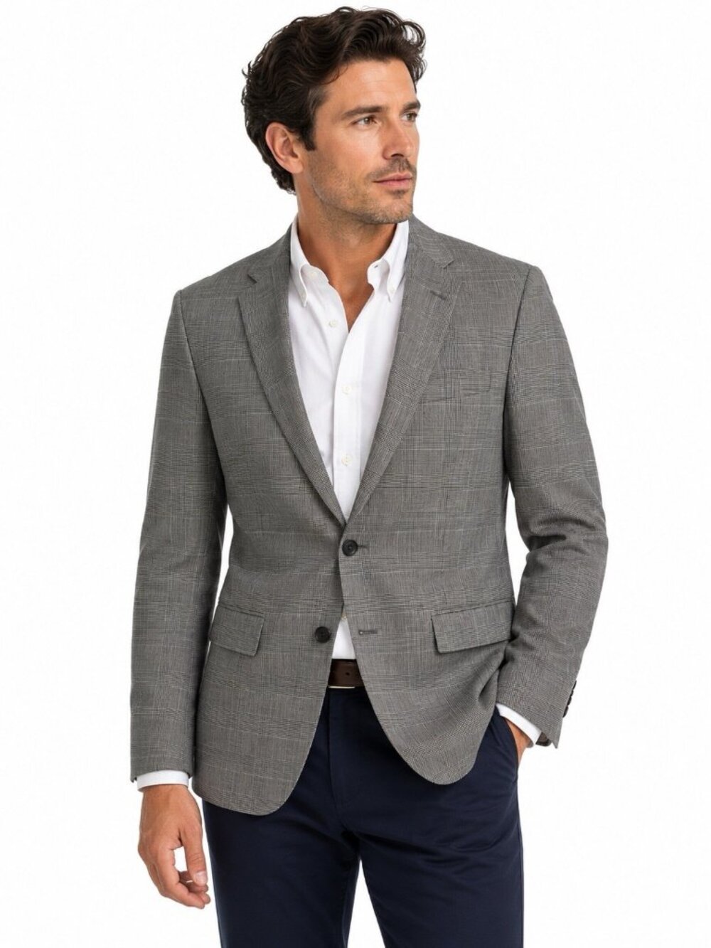BROOKS BROTHERS RED FLEECE blazer 40R 100% wool glen plaid sport coat gray